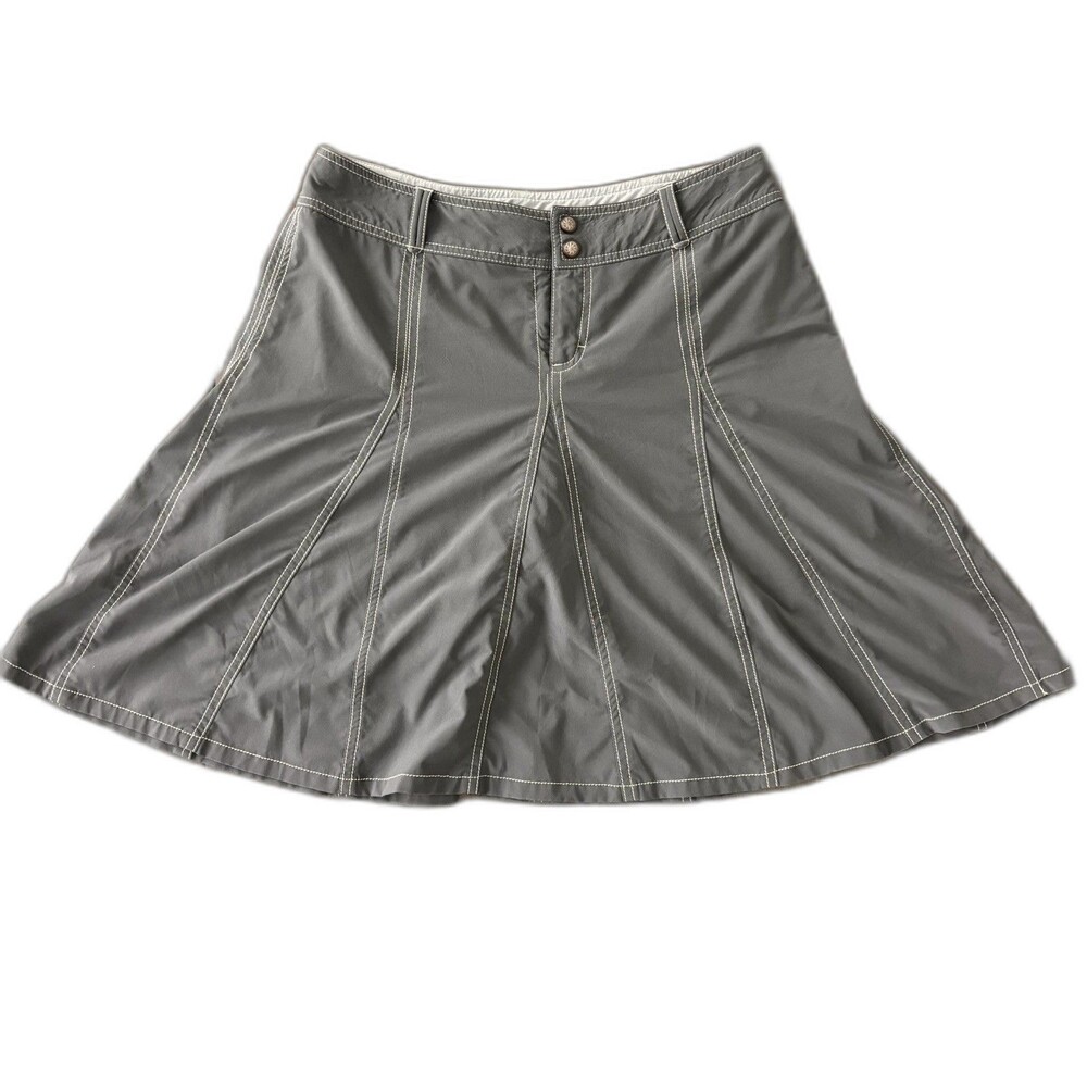 Athleta Whatever Skort Semi-Fitted A-Line Skirt with Built-in Shorts Gray sz 10